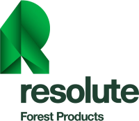 Logo da Resolute Forest Products (RFP).